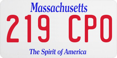MA license plate 219CP0