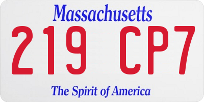 MA license plate 219CP7