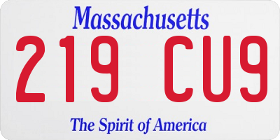MA license plate 219CU9