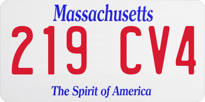 MA license plate 219CV4