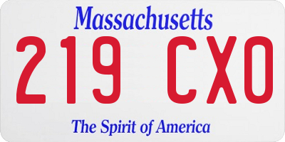 MA license plate 219CX0