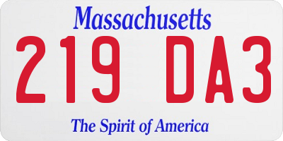 MA license plate 219DA3