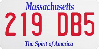 MA license plate 219DB5