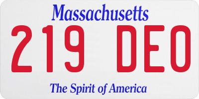 MA license plate 219DE0
