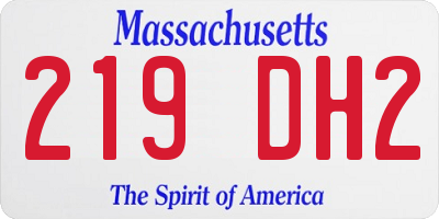 MA license plate 219DH2