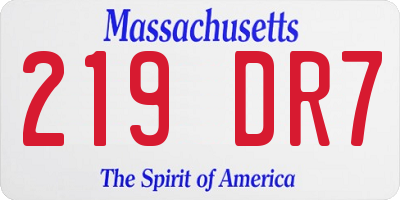 MA license plate 219DR7