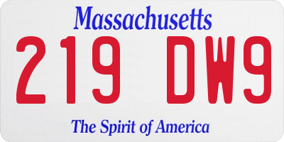 MA license plate 219DW9