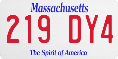 MA license plate 219DY4