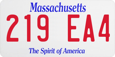 MA license plate 219EA4