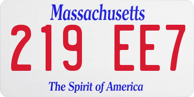 MA license plate 219EE7