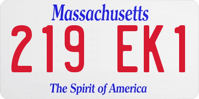 MA license plate 219EK1