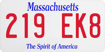 MA license plate 219EK8