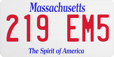 MA license plate 219EM5