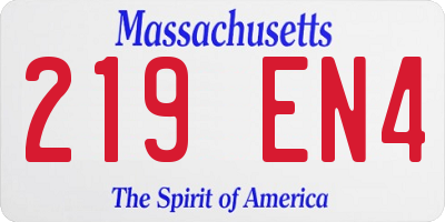 MA license plate 219EN4