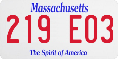 MA license plate 219EO3