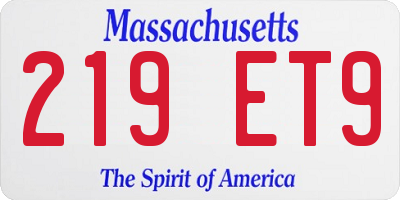 MA license plate 219ET9