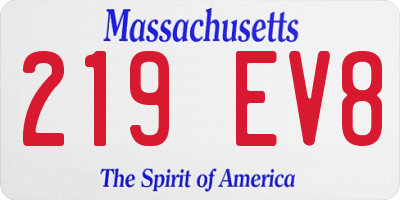 MA license plate 219EV8