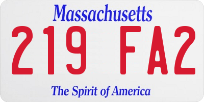 MA license plate 219FA2