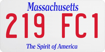 MA license plate 219FC1