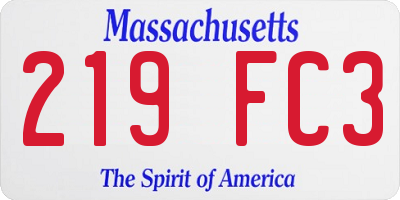 MA license plate 219FC3