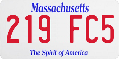 MA license plate 219FC5
