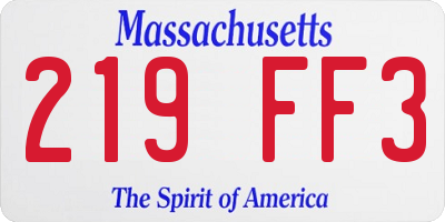 MA license plate 219FF3