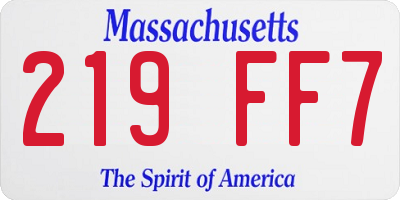MA license plate 219FF7