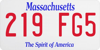 MA license plate 219FG5