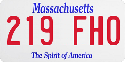 MA license plate 219FH0