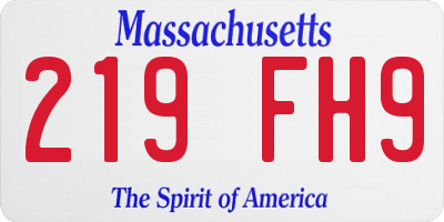 MA license plate 219FH9