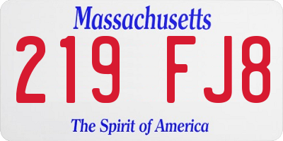 MA license plate 219FJ8