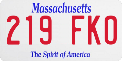 MA license plate 219FK0