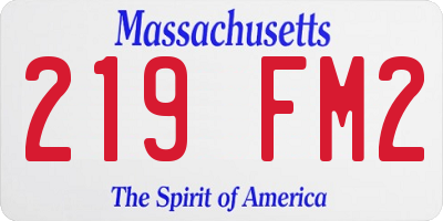 MA license plate 219FM2