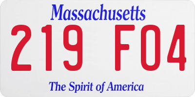 MA license plate 219FO4