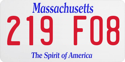 MA license plate 219FO8