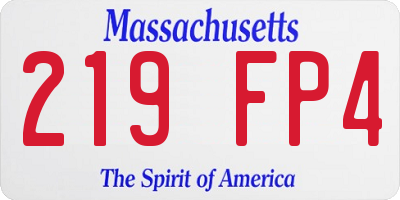 MA license plate 219FP4