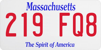 MA license plate 219FQ8
