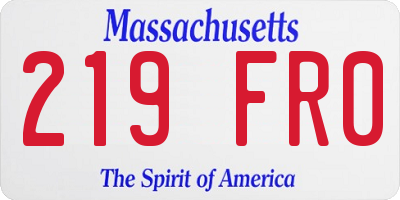 MA license plate 219FR0