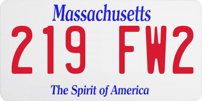 MA license plate 219FW2