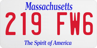 MA license plate 219FW6