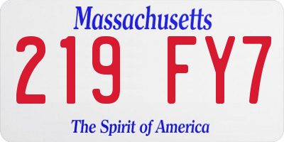 MA license plate 219FY7