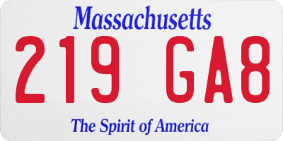 MA license plate 219GA8