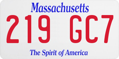 MA license plate 219GC7