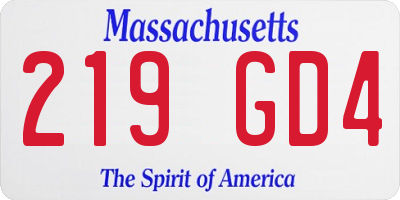MA license plate 219GD4
