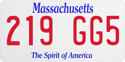MA license plate 219GG5