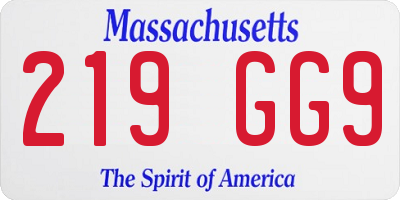 MA license plate 219GG9