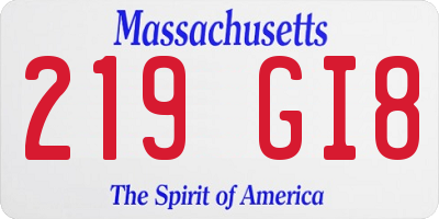 MA license plate 219GI8