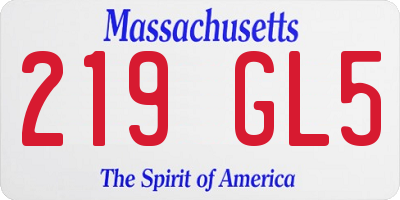 MA license plate 219GL5