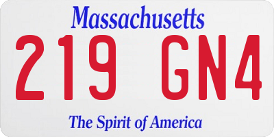 MA license plate 219GN4