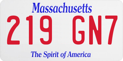 MA license plate 219GN7